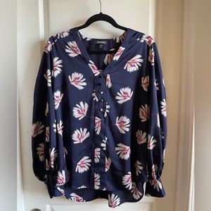 Express Navy Floral Blouse
